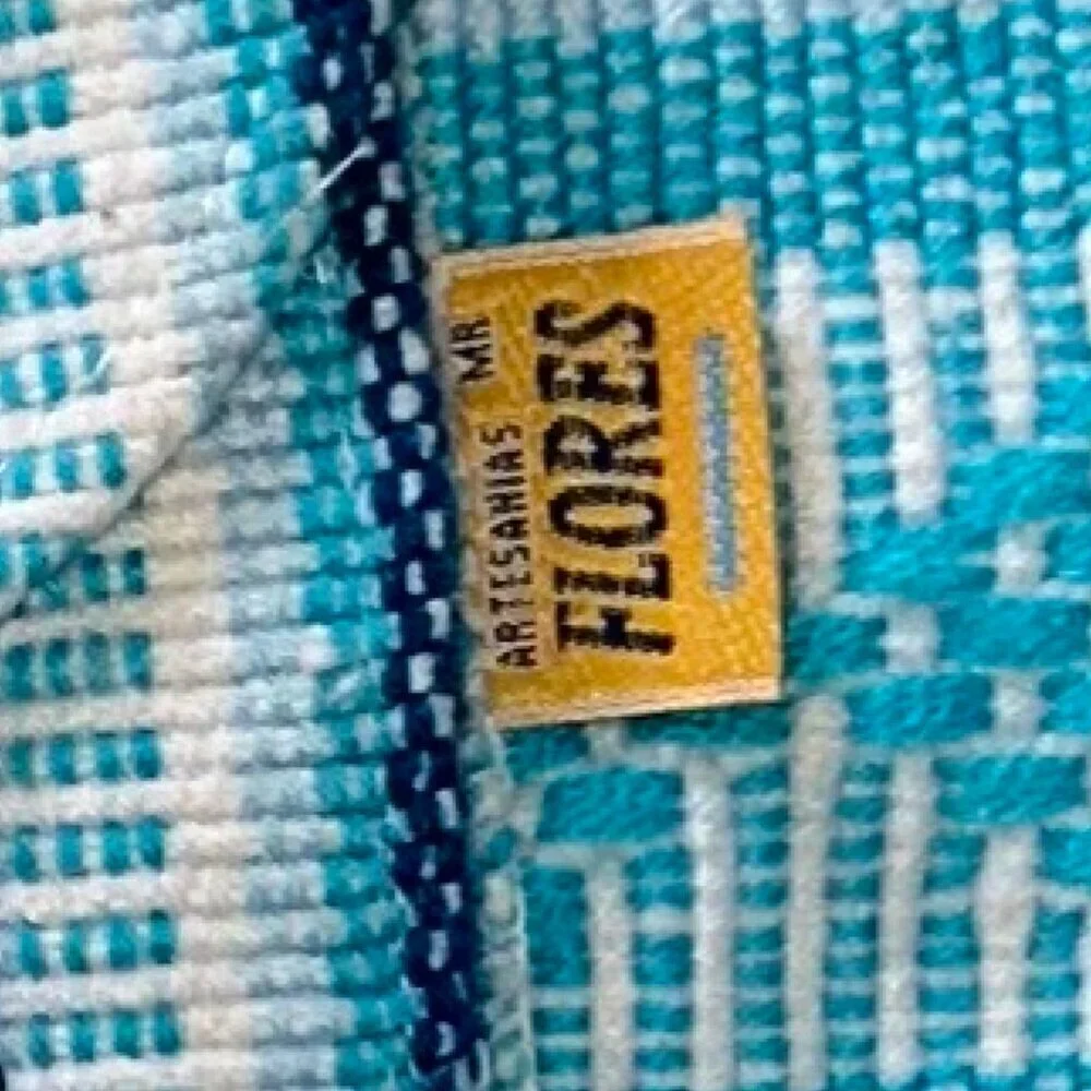 Blue woven striped cotton shoulder bag Indian Style backpack - Picture 10 of 10